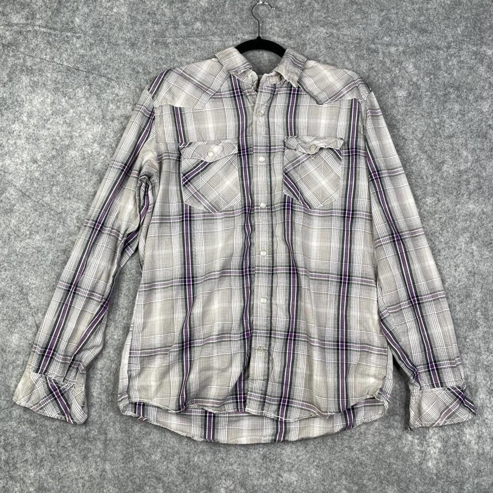 Levi's Snap Button Shirt Adult Large Plaid Western Cowboy Long Sleeve Collared